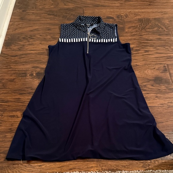 MSK Navy Polka Dot Collar Dress - Picture 1 of 4